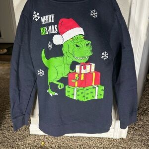 Festive Dinosaur Holiday Sweatshirt - Navy